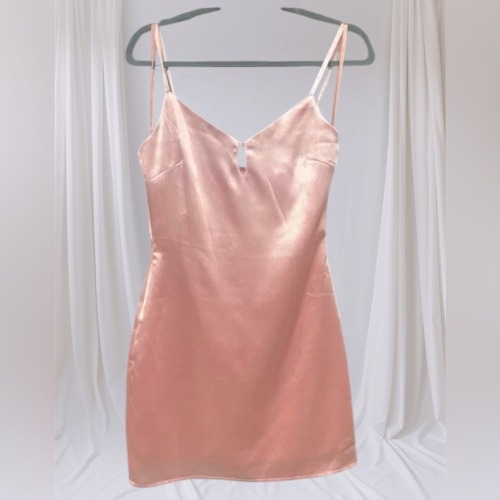 Klesis satin mini dress light pink women size small